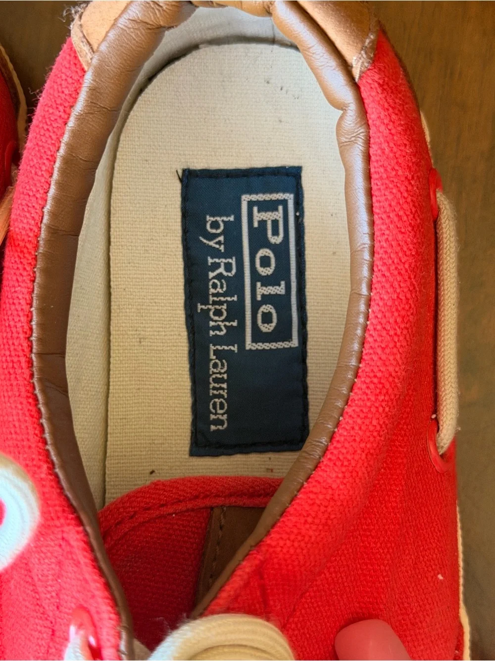 Polo by Ralph Lauren Tomato Red Canvas Lace-Up Boat Sneakers